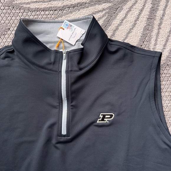 Peter Millar NWT Men’s Purdue Galway Stretch Loop Terry Quarter-Zip Vest Size XL - Picture 3 of 8